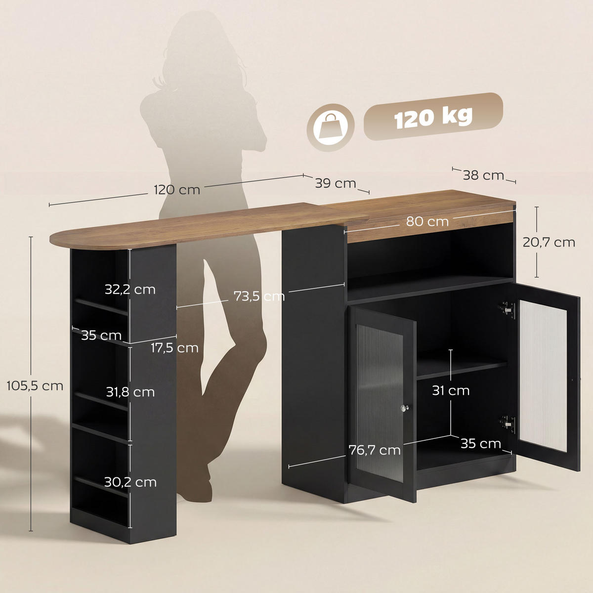 BARTISCH Schwarz 1 Stück - Schwarz, Kunststoff (150/80/105.5cm) - GiPP