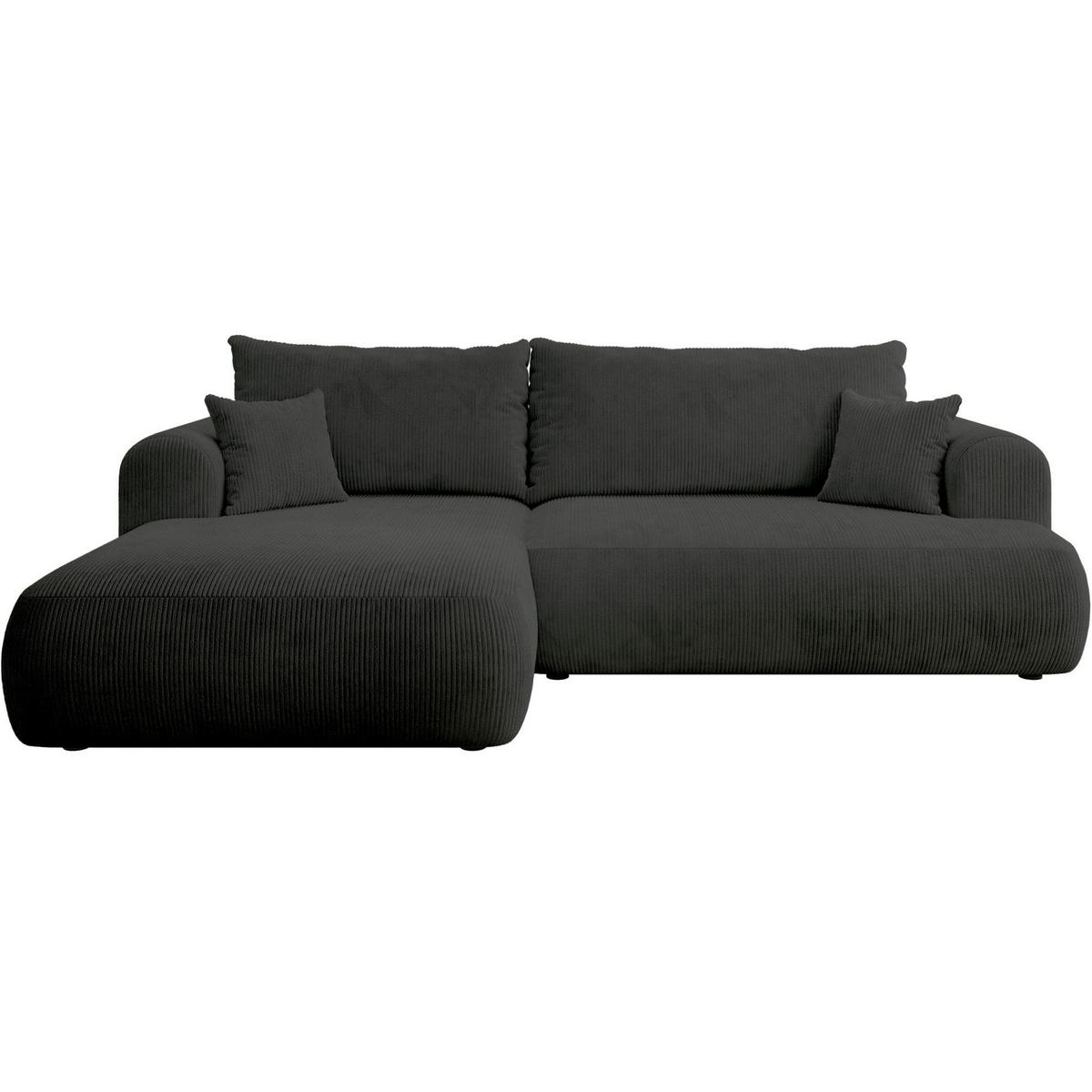 ECKSOFA Ovo Cord mit Cordbezug Dunkelgrau, links - Dunkelgrau/Schwarz, Textil (260/165cm) - Selsey