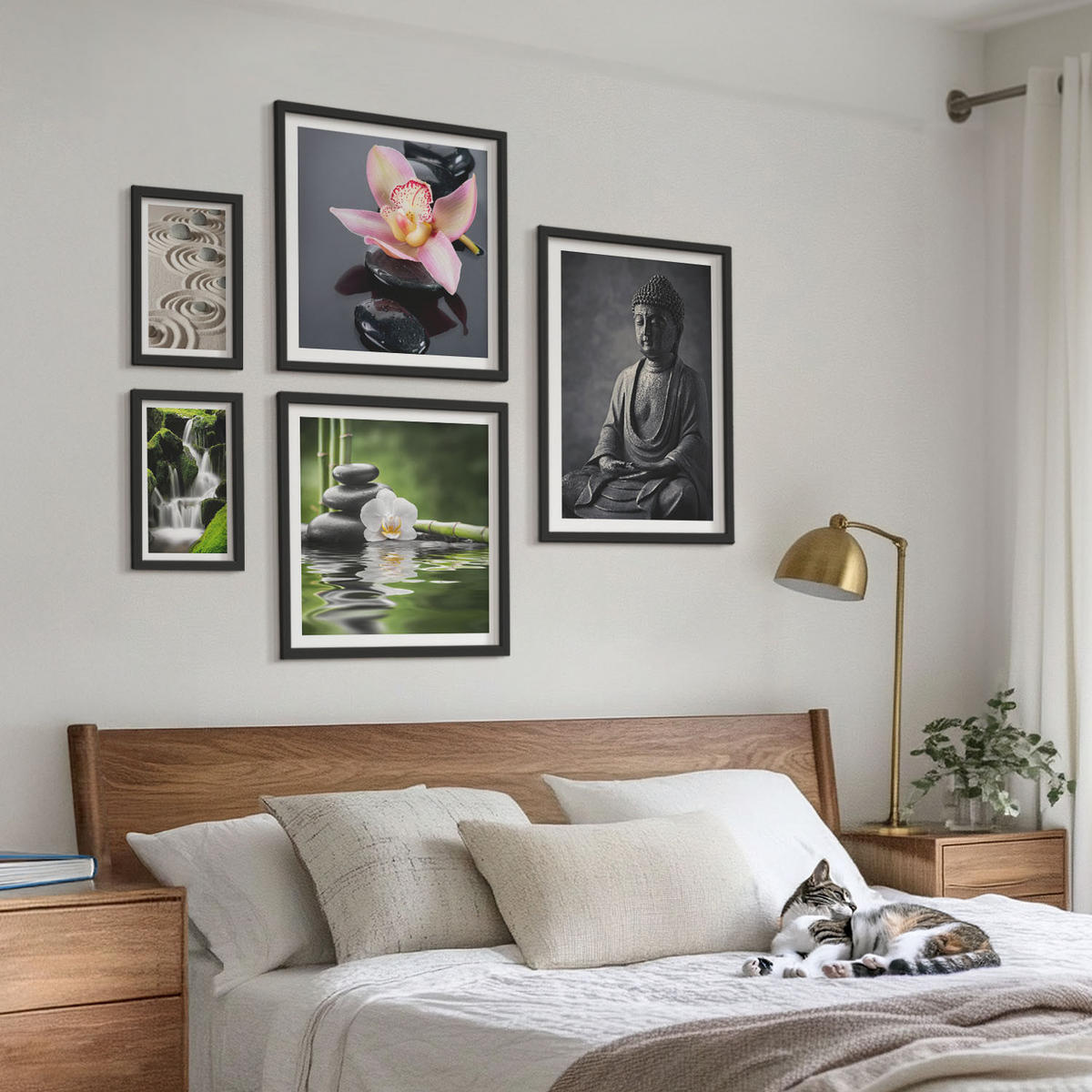 WANDBILDER 5er-Set - 50x50 cm & 20x30 cm & 40x60 cm Schwarzer Rahmen - Red Accents London - Schwarz, Kunststoff (40/60cm) - ArtPrintCave