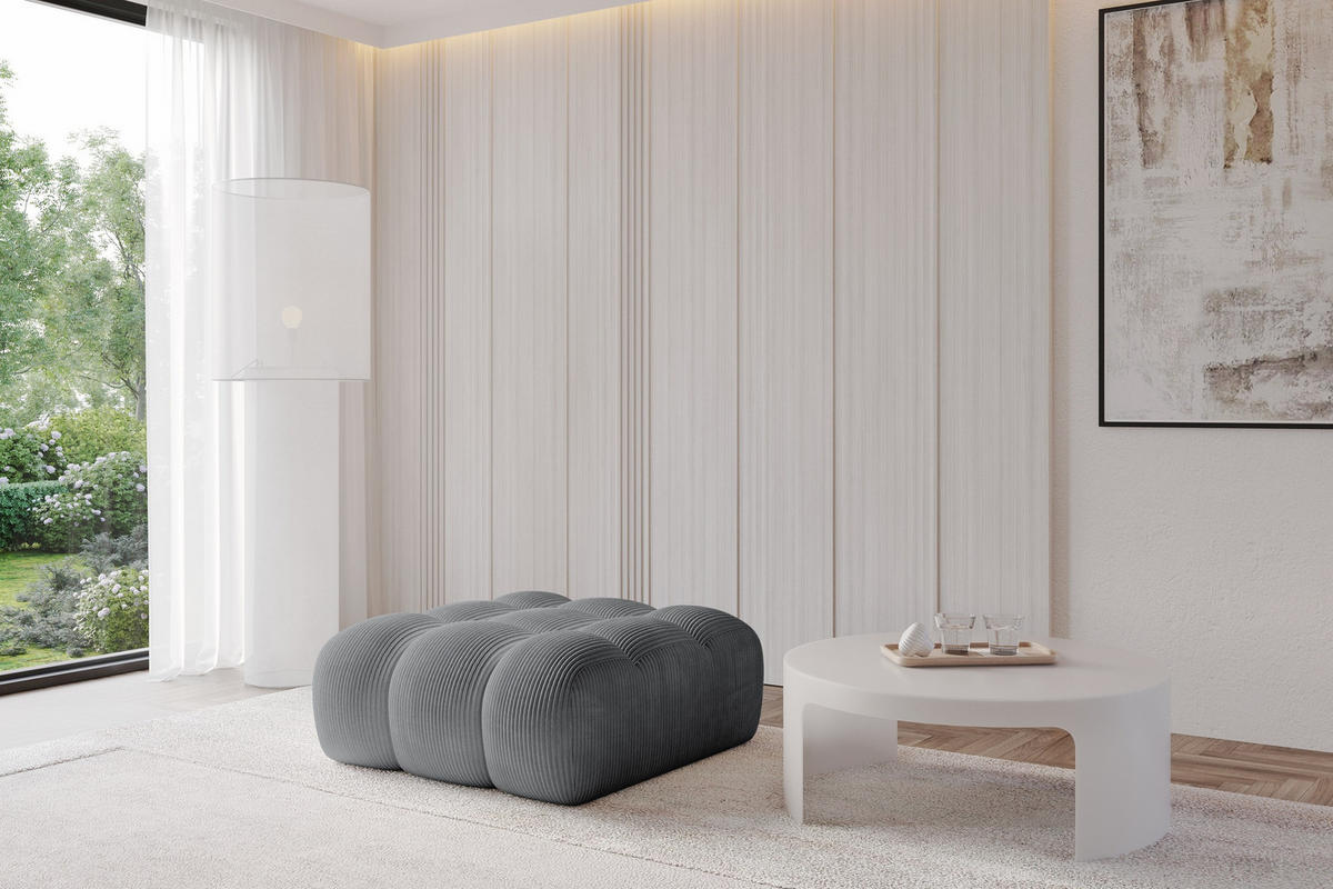 TABURET OLEA-PUF 91x87x44 cm Tmavě šedá Manšestr - černá/tmavě šedá, kompozitní dřevo/textil (91/44/87cm) - ALTDECOR