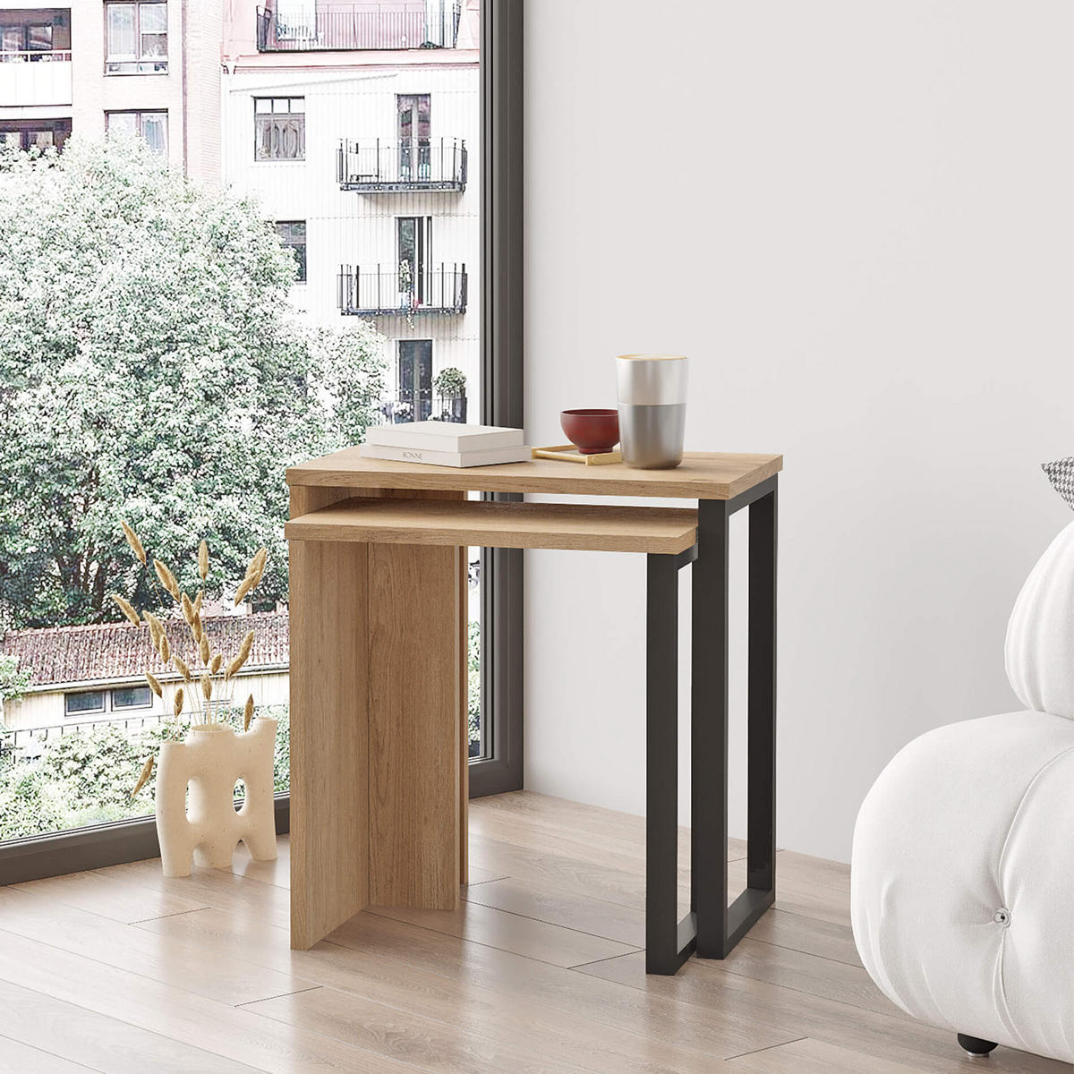 COUCHTISCHSET 2er Set - Braun, Holzwerkstoff (29.5/51/53cm) - Mobili Rebecca