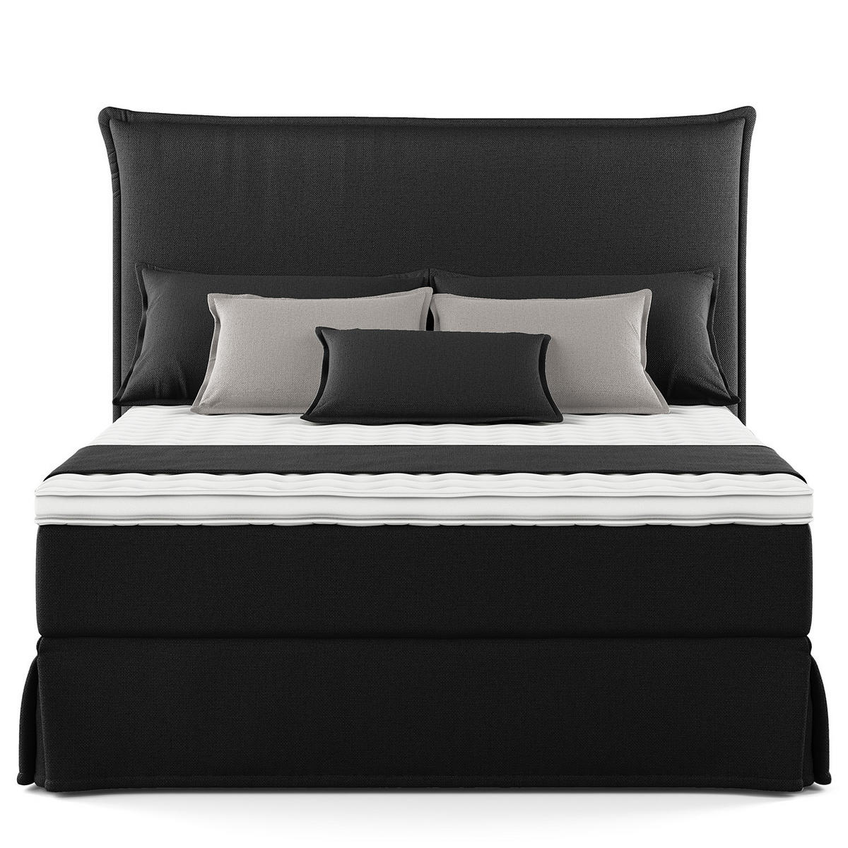 BOXSPRINGBETT mit Husse - Schwarz, Textil (140/200cm) - home24
