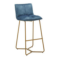BARHOCKER Fonia Blau Samt Gepolstert - Blau, Holz (46/103.5/57cm) - Bessagi Home