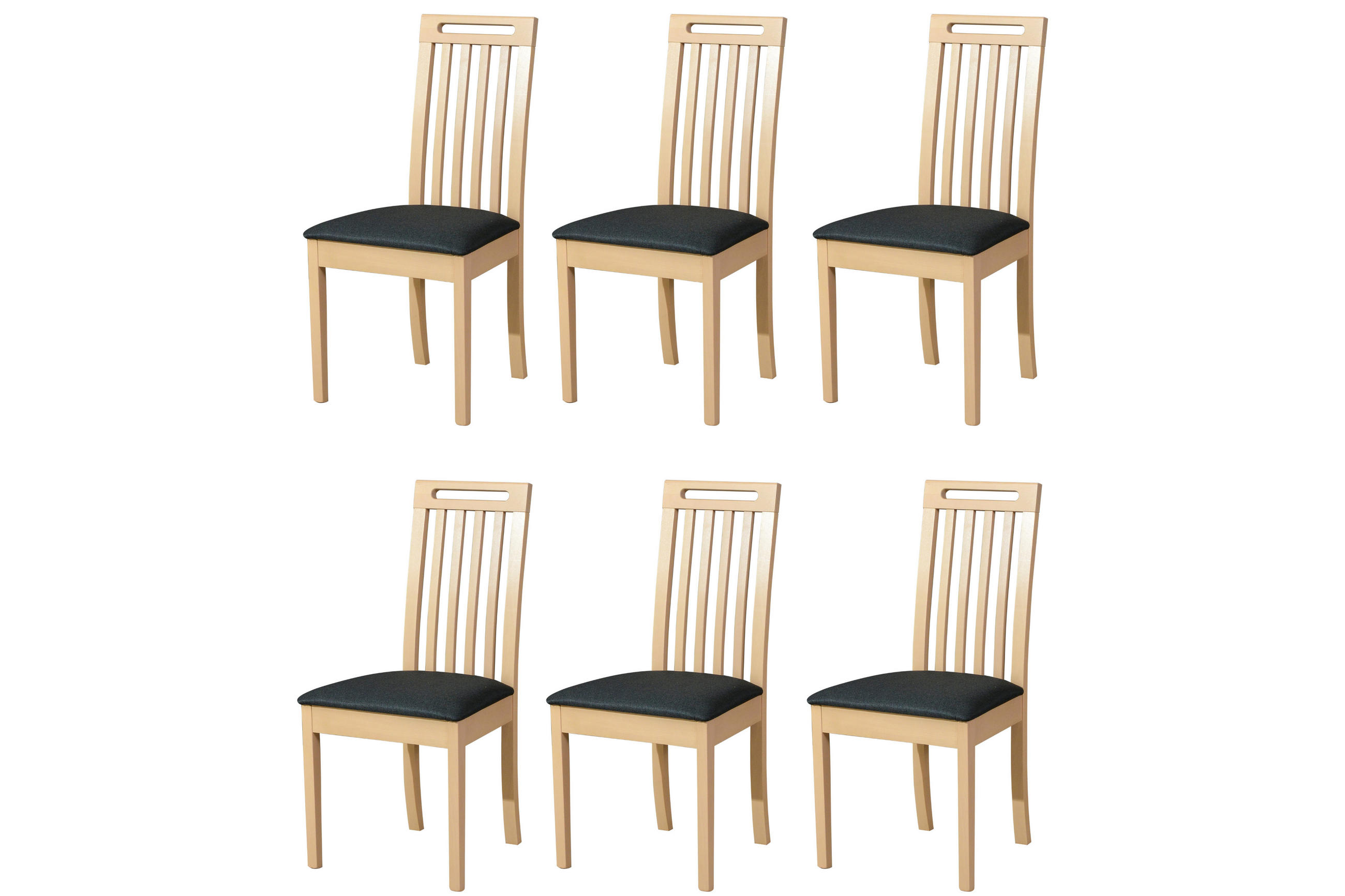 STUHL Roma 10 (6er Set) - Dunkelgrau/Sonoma Eiche, Holz (47/96/43cm) - Leaf Design