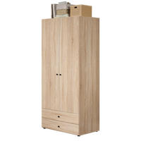 KLEIDERSCHRANK Eiche Sonoma hell 81 x 176 cm, Drehtürenschrank 2-türig mit Schubalden - Schwarz/Sonoma Eiche, Holzwerkstoff/Kunststoff (81/176/51cm) - Top.Furn
