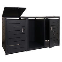 MÜLLTONNENBOX 2er mit Brennholzregal 117x198x82cm erweiterbar 180kg Anthrazit - Anthrazit, Metall (198/117/82cm) - PROREGAL