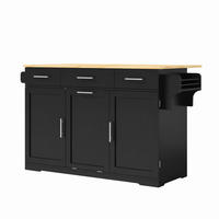 KÜCHENINSEL DE-41372 136/50-75/92 cm, klappbare Arbeitsplatte und Mülleimerschrank Schwarz - Schwarz, Holzwerkstoff (136/92/75cm) - ComfortXL
