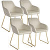 ESSZIMMERSTUHL Jeane,57 x 61 x 85,5 cm, Belastbarkeit 120 kg,Samtoptik creme/gold - Goldfarben/Samtahornfarben, Kunststoff (57/85.5/61cm) - tectake