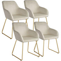 ESSZIMMERSTUHL Jeane,57 x 61 x 85,5 cm, Belastbarkeit 120 kg,Samtoptik creme/gold - Goldfarben/Samtahornfarben, Kunststoff (57/85.5/61cm) - tectake