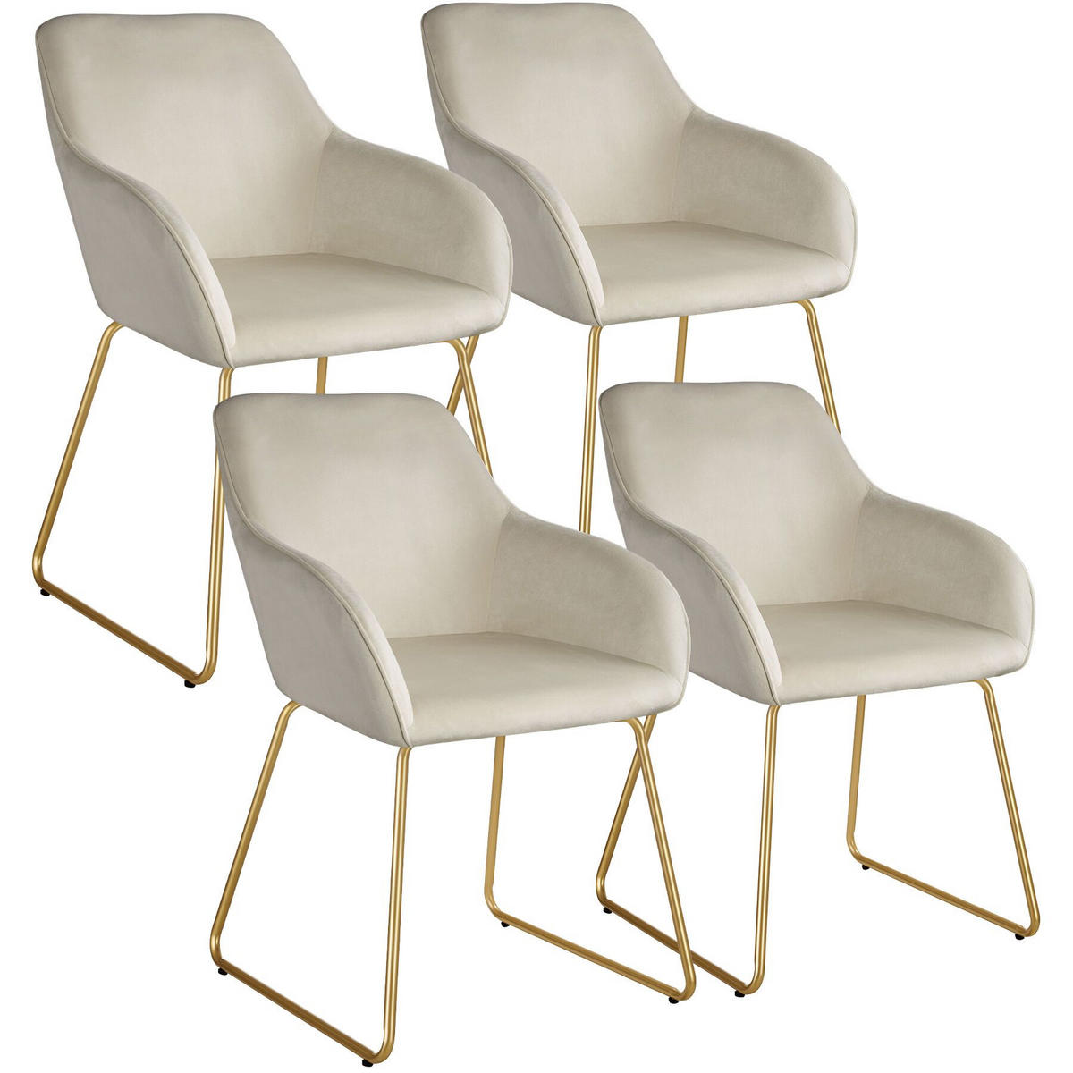 ESSZIMMERSTUHL Jeane,57 x 61 x 85,5 cm, Belastbarkeit 120 kg,Samtoptik creme/gold - Goldfarben/Samtahornfarben, Kunststoff (57/85.5/61cm) - tectake