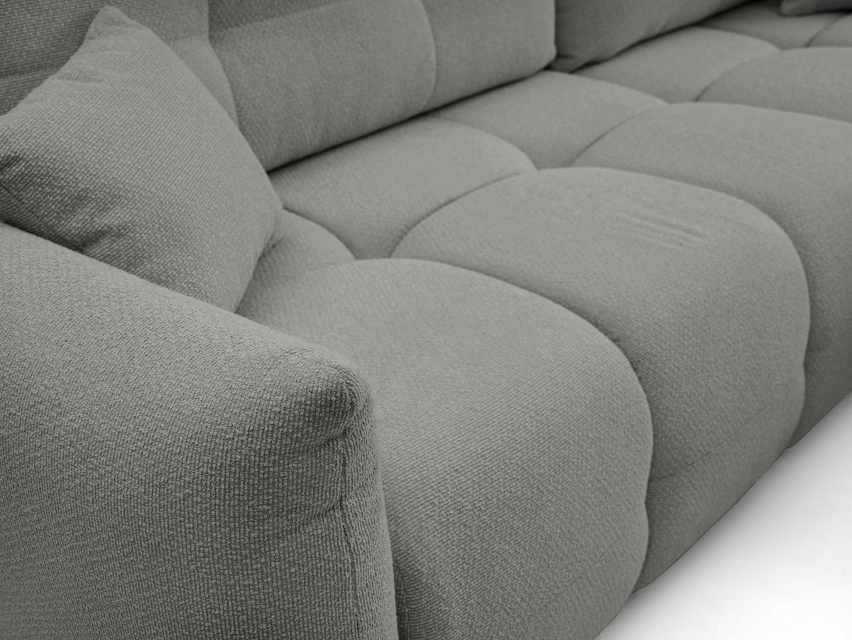 ECKSOFA MODA E Grau Geflochtener Stoff mit Schlaffunktion - Grau, Holz (257/177cm) - MASSENO