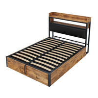 STAURRAUMBETT 140/200 cm DE-02023, in Schwarz, mit hydraulischem Hub und USB - Schwarz, Metall (140/200cm) - ComfortXL