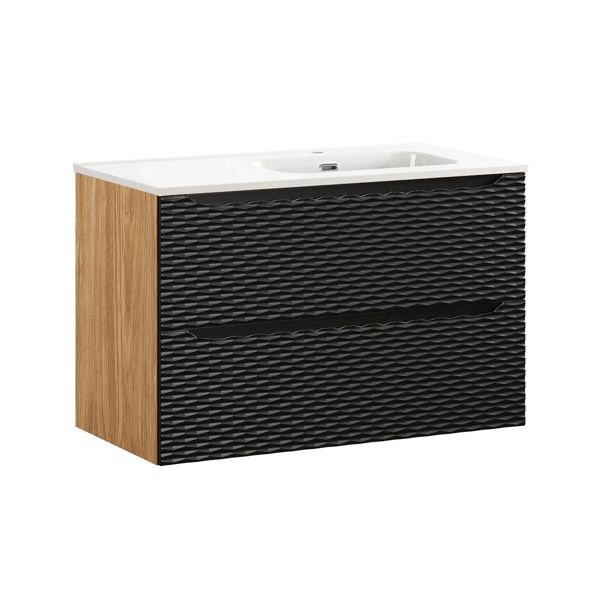 WASCHTISCH 90cm Elora Schwarz und Holz - Schwarz, Holzwerkstoff (90/57/46cm) - Petits-meubles