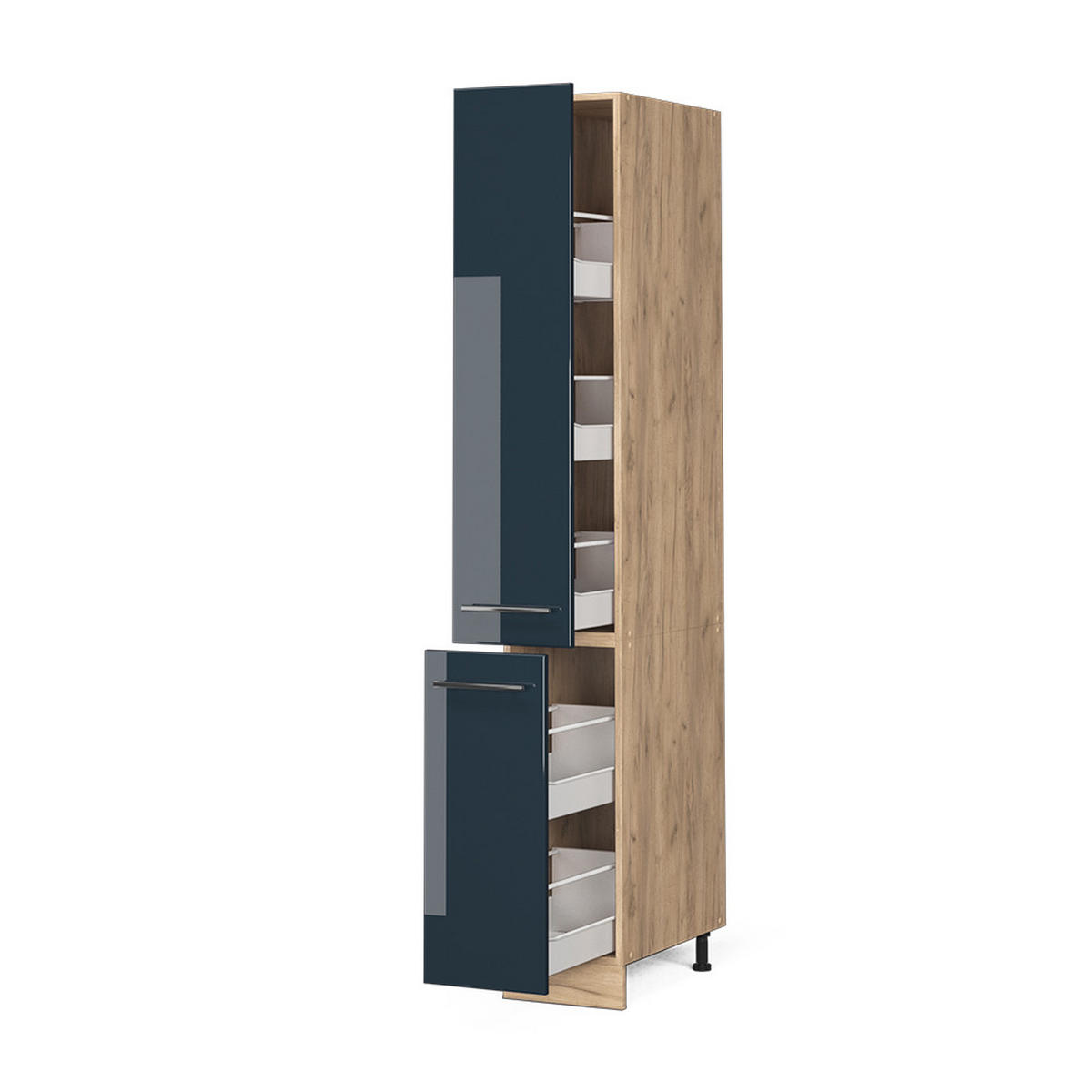 APOTHEKERSCHRANK Fame-Line Dunkelblau Hochglanz 30 cm - Honigeiche/Eiche Wotan, Holzwerkstoff (30/206.8/58cm) - Vicco