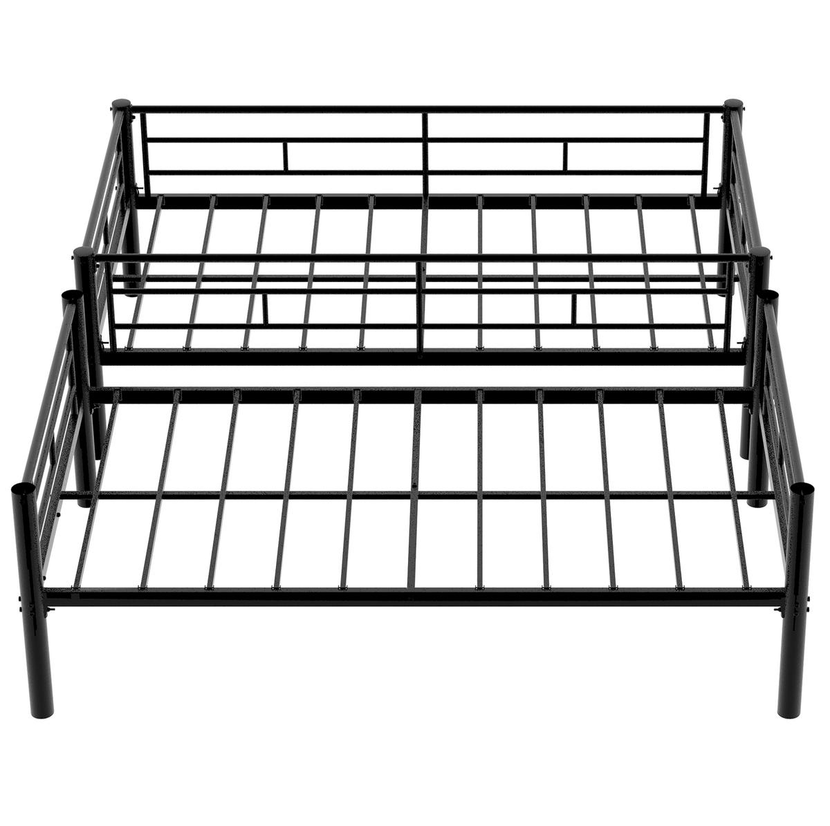 ETAGENBETT 90/190 cm schwarz aus Eisen teilbar mit Leiter - Schwarz, Metall (90/190cm) - OKWISH