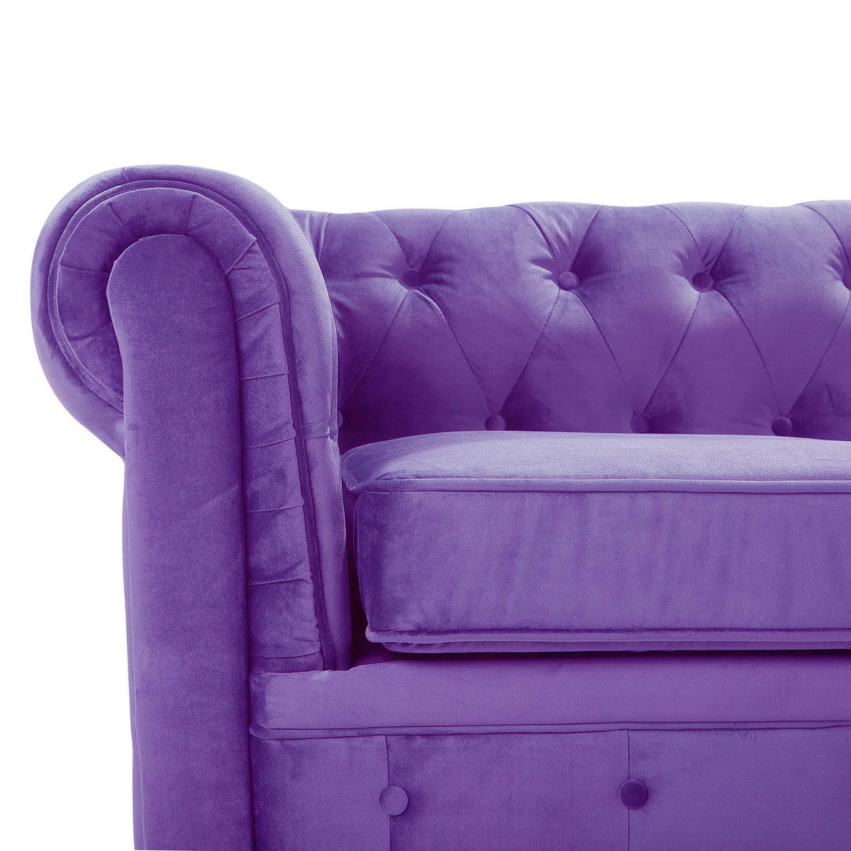 3-SITZER-SOFA Samtstoff Violett Chesterfield - Violett, Textil (202/70/75cm) - Beliani