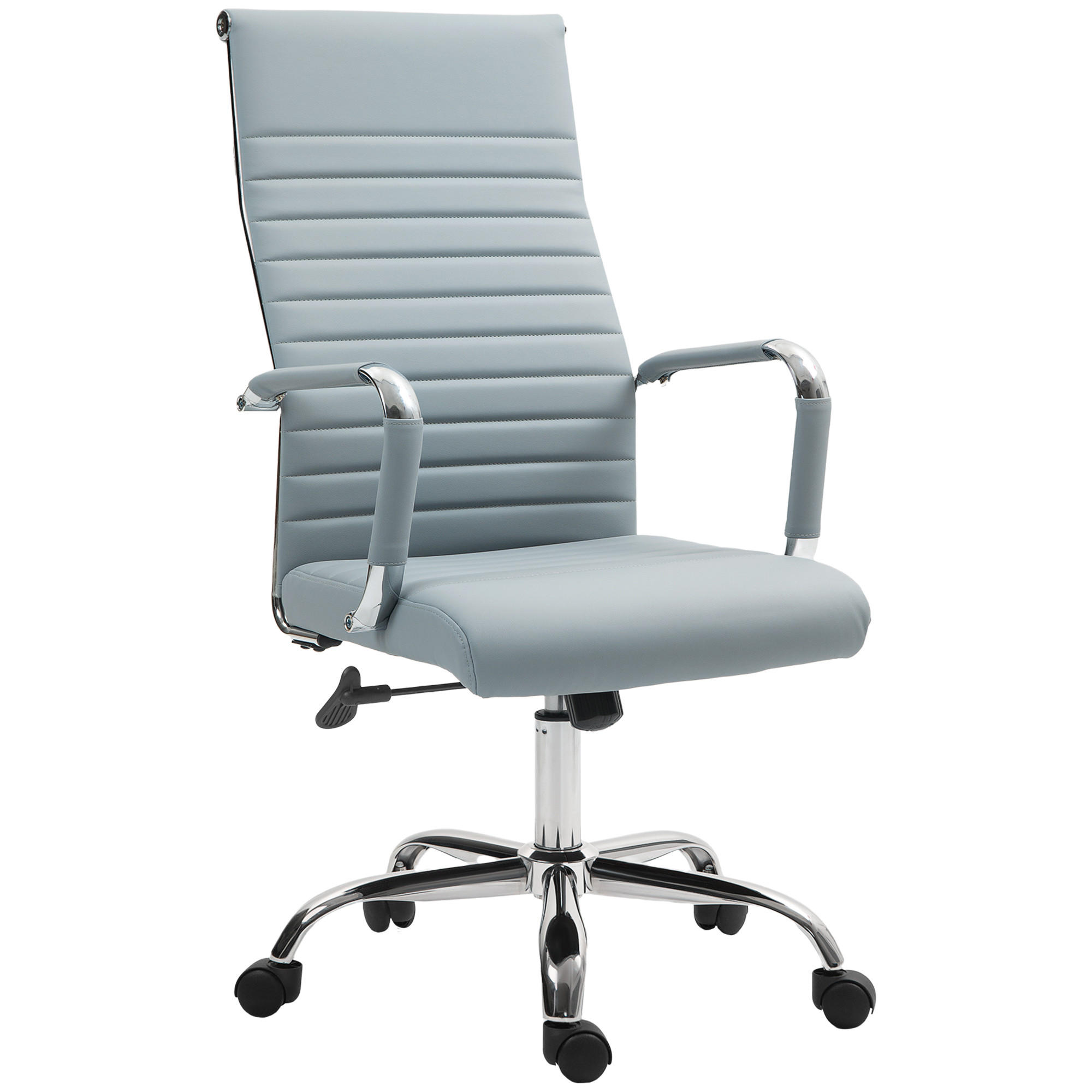 BÜROSTUHL mit Wippfunktion, Hellgrau - Hellgrau, Leder (54/114/62cm) - Vinsetto