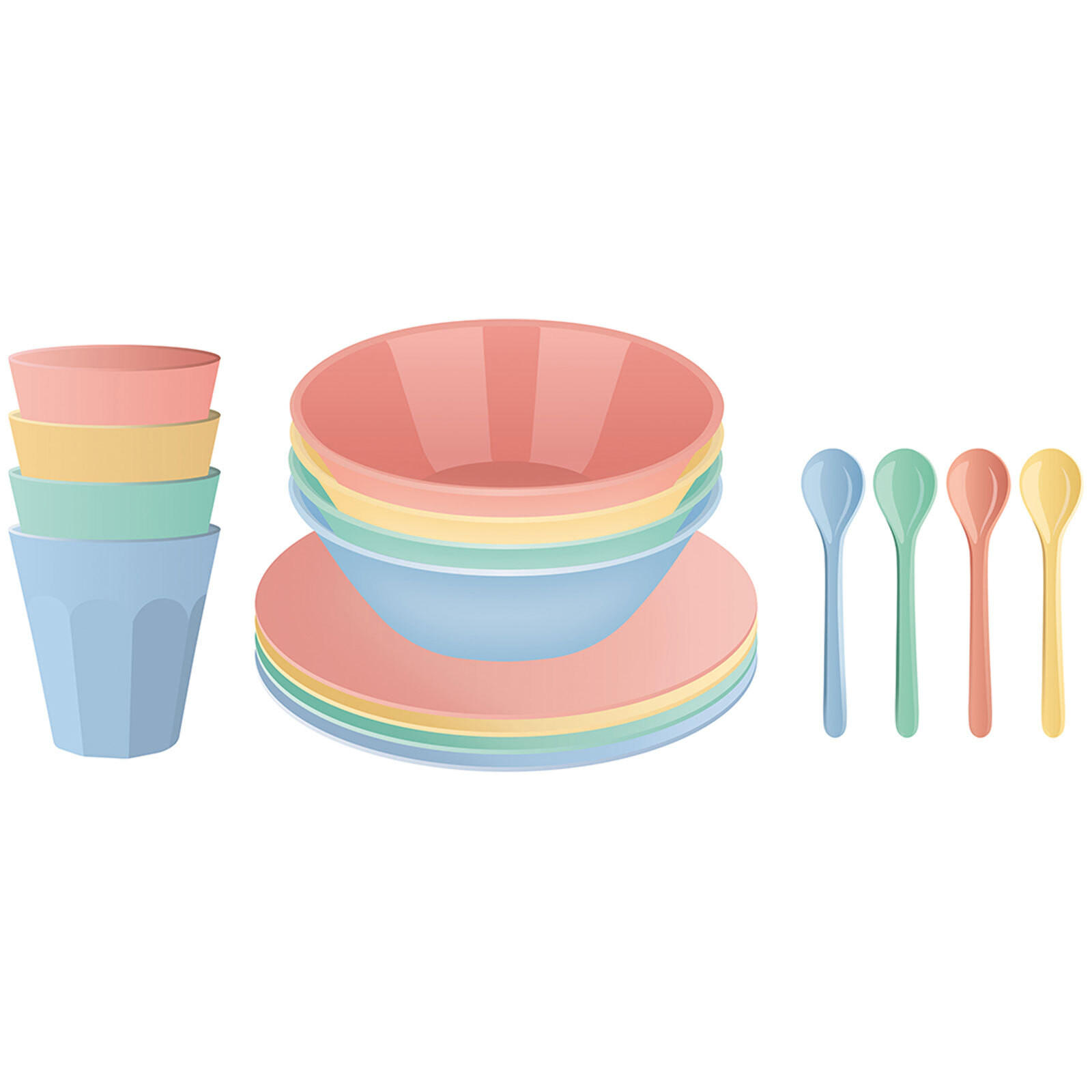 GESCHIRRSET Nora Set Macarons bunt 16er Set - Multicolor, Kunststoff (25/10/25cm) - Koziol