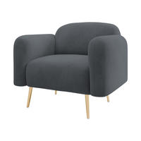SESSEL Nami 1 - Dunkelgrau/Goldfarben, Holz/Textil (90/75/71cm) - MIRJAN24