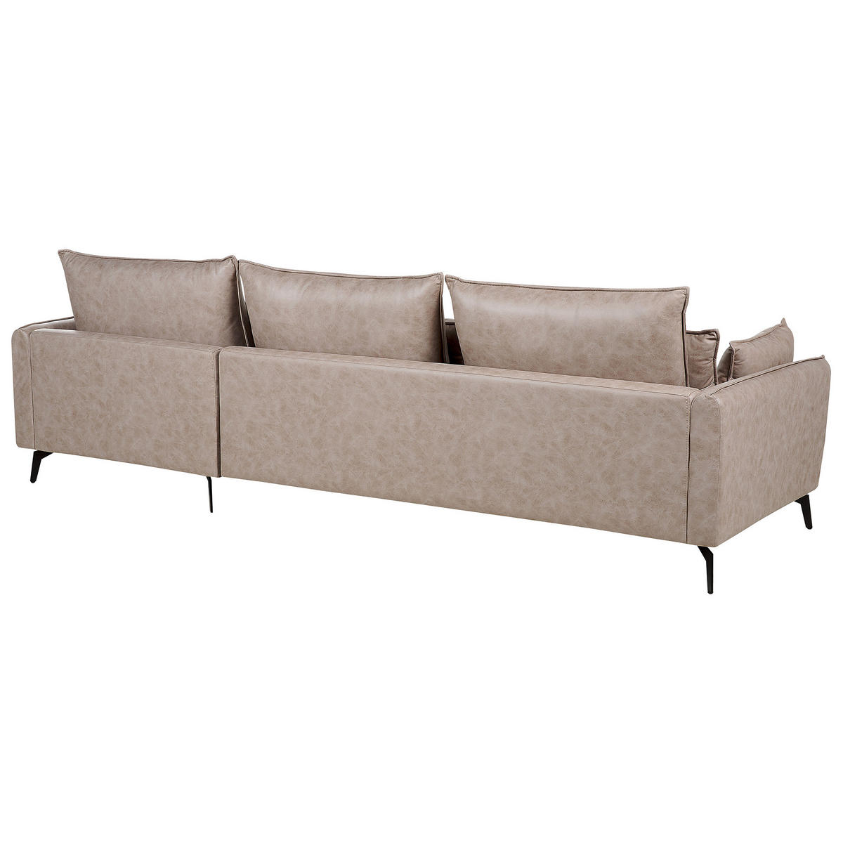 3-SITZER-ECKSOFA Kunstwildleder hellbraun rechtsseitig Gallo - Schwarz/Braun, Kunststoff/Textil (280/160cm) - Beliani
