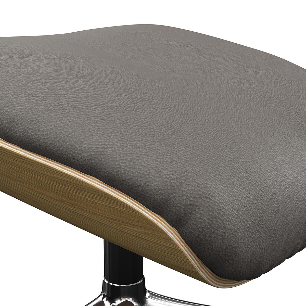 POLSTERHOCKER - Echtleder - Chromfarben/Grau, Leder/Metall (49/39/44cm) - home24