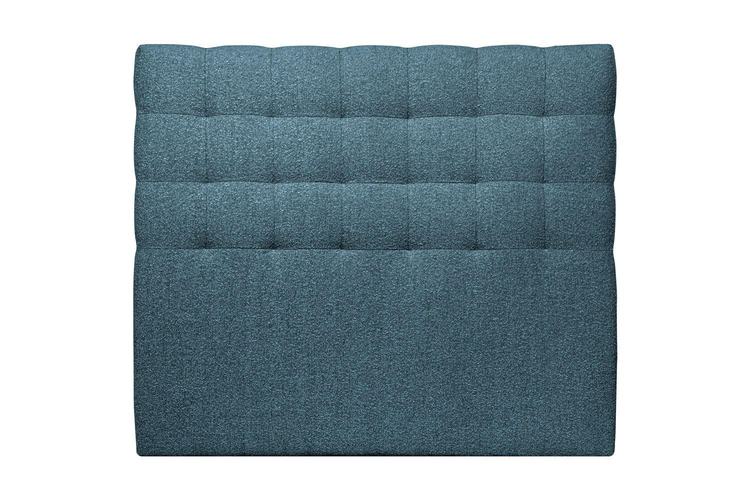 KOPFTEIL gepolstert - Gesteppt – blauer Bouclé-Stoff - 180 cm - Blau/Beige, Holz (180/120/10cm) - Sommeil de Plomb