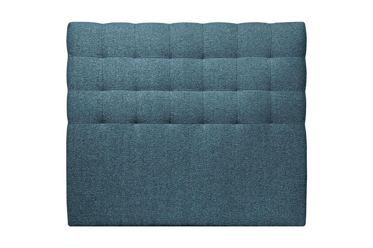 KOPFTEIL gepolstert - Gesteppt – blauer Bouclé-Stoff - 160 cm - Blau/Beige, Holz (160/120/10cm) - Sommeil de Plomb