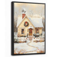 LEINWAND Bilder mit Rahmen - Weihnachten - Zuhause - Winter - Schnee - 20x30 - Creme, Textil (20/30cm) - MuchoWow