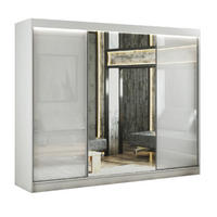 SCHWEBETÜRENSCHRANK Venus 250 cm mit Spiegel 3-türig, weiß, lacobel weiß - Weiß, Kunststoff (250/215/61cm) - Margaret Hadas24