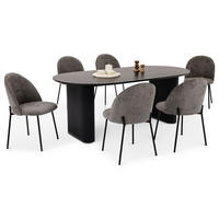 ESSGRUPPE DONOVAN CASSIE 7er Set schwarz - Schwarz, Holzwerkstoff - IDIMEX