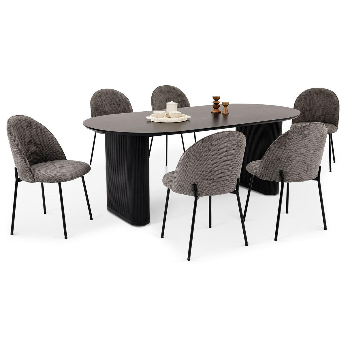 ESSGRUPPE DONOVAN CASSIE 7er Set schwarz - Schwarz, Holzwerkstoff - IDIMEX