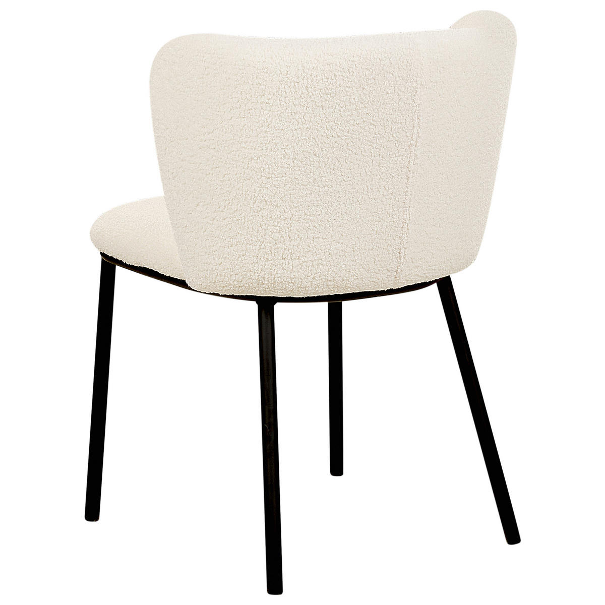 ESSZIMMERSTUHL 2er-Set Bouclé cremeweiß Mina - Schwarz/Weiß, Textil (45/75/52cm) - Beliani