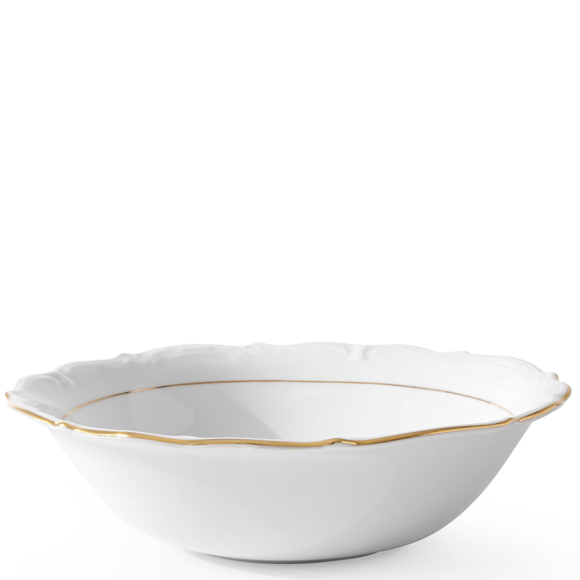 SALATSCHÜSSEL Chodziez MARIA TERESA Porzellan mit Goldrand, Weiß / Gold - Goldfarben/Weiß, Keramik (26cm) - KONSIMO®
