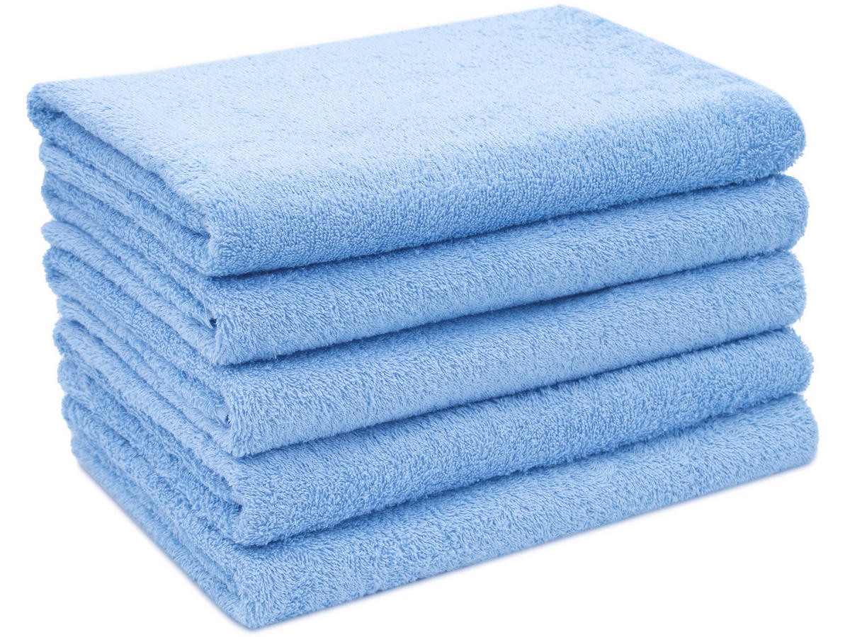 DUSCHTÜCHER, 5er-Set, 70x140 cm, 80% Baumwolle, 20% Polyester, Blau - Hellblau, Naturmaterialien (70/140cm) - Zollner