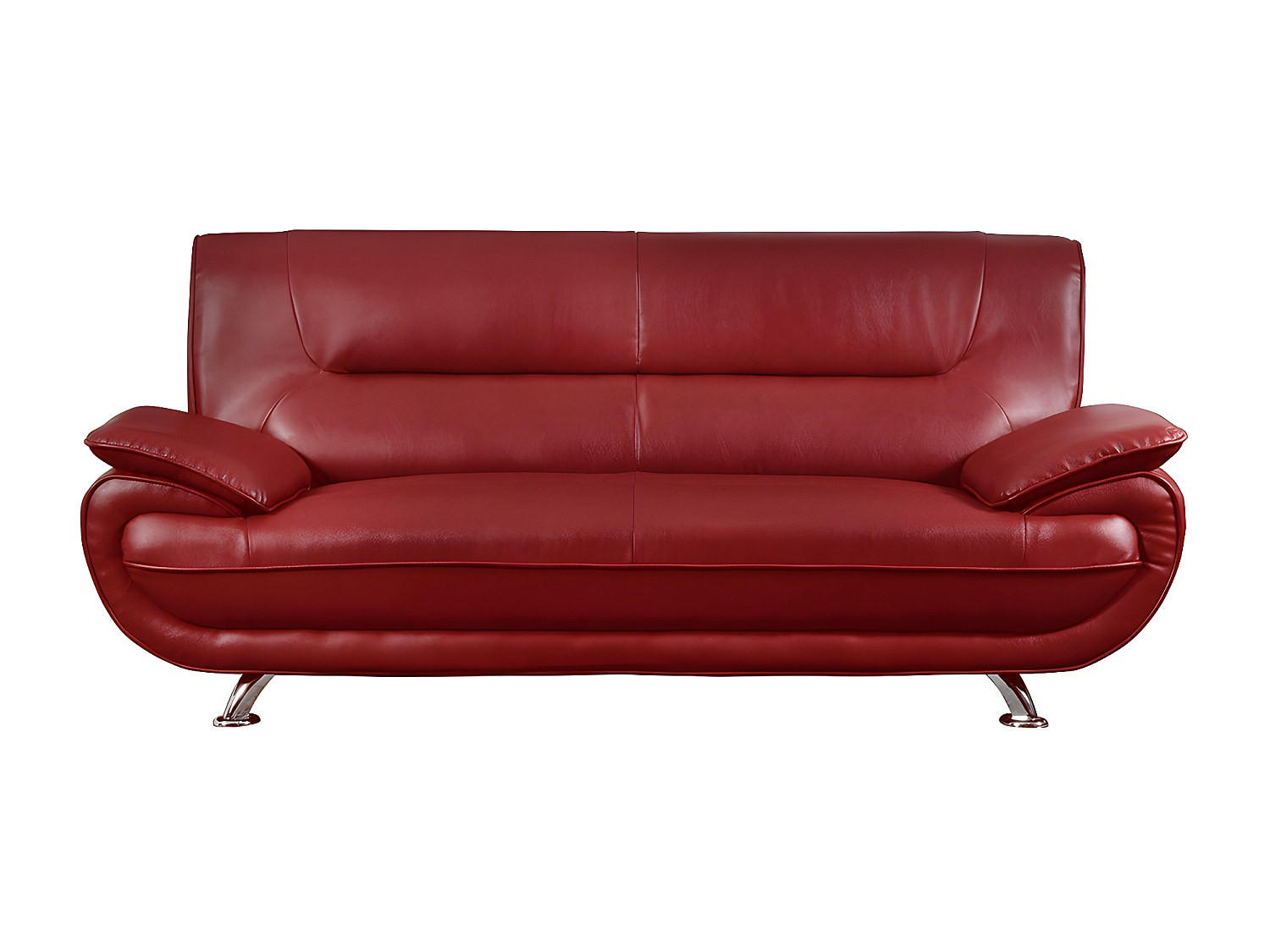 SOFA - 3 Personen - kunstleder - rot Nigel - Rot, Leder/Metall (209/91/89cm) - Vente-Unique