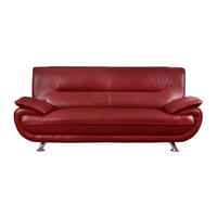 SOFA - 3 Personen - kunstleder - rot Nigel - Rot, Leder/Metall (209/91/89cm) - Vente-Unique