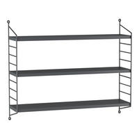 SADA NÁSTĚNNÝCH POLIČEK 4 KS Strängnäs - tmavě šedá, kov (60/50/15cm) - [en.casa]