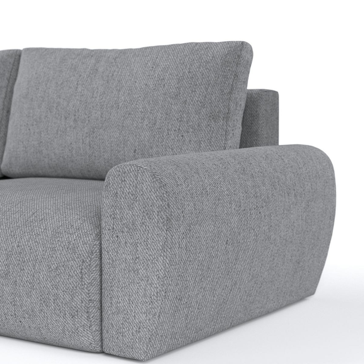 ECKSOFA OMARI mit Schlaffunktion Grau im Neve Stoff - Schwarz/Grau, Holz/Holzwerkstoff (253/153cm) - AltaBeds