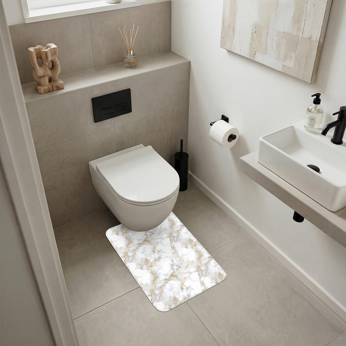 WC PŘEDLOŽKA Zlaté žilky - Mramor - Bílý 40x60 cm - bílá, textil/plast (40/1cm) - OnlyWow