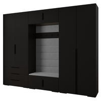 GARDEROBEN-SET 236,7/300/47 - Schwarz/Grau, Holz/Kunststoff (300/236.7/47cm) - Abiks Möbel