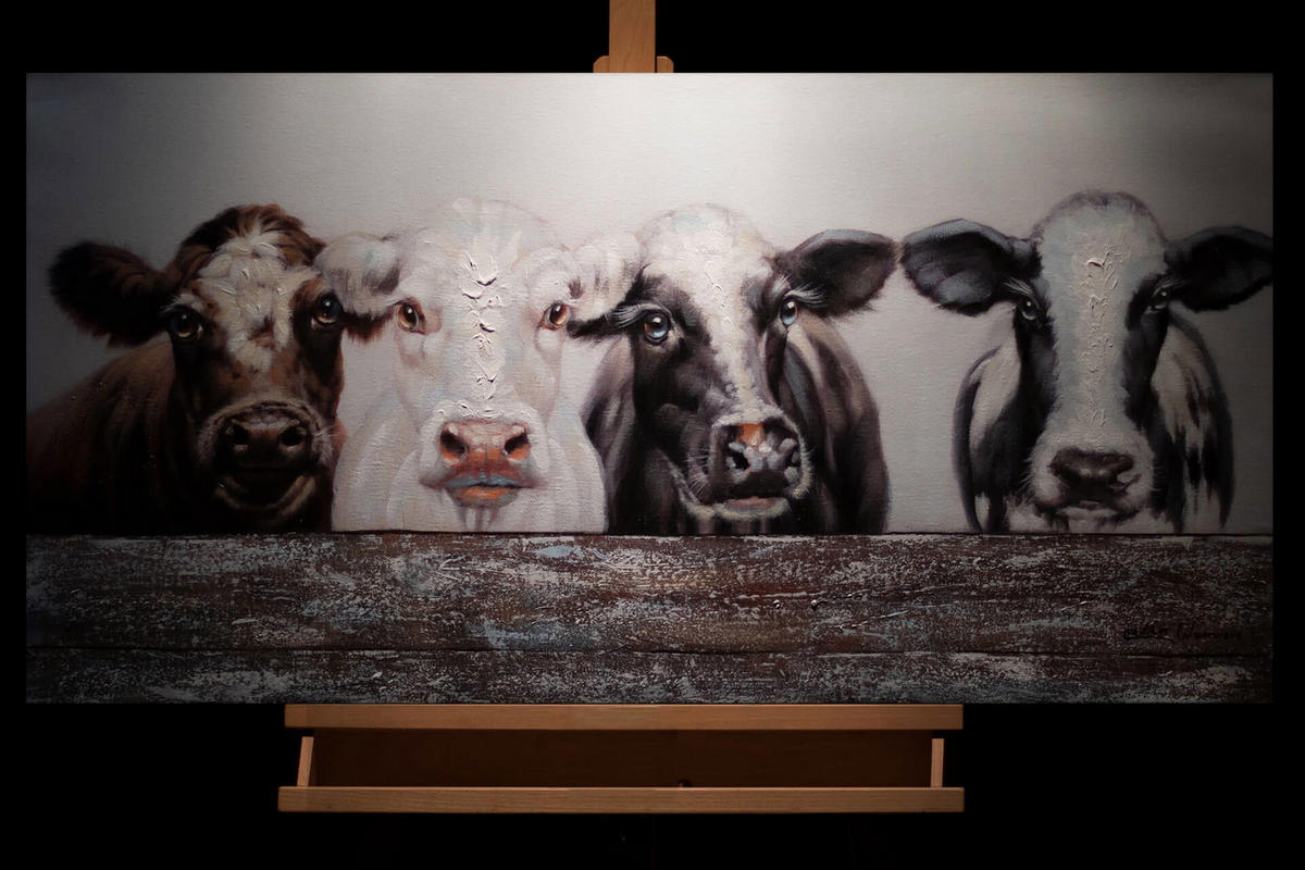 ÖLGEMÄLDE 100/50 cm - Schwarz/Weiß, Holz/Textil (1.5/50cm) - KUNSTLOFT