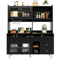 HOCHSCHRANK 145x39x171cm Glas Weinregal Schwarz Gold - Schwarz, Holzwerkstoff (145/171/39cm) - FLIEKS