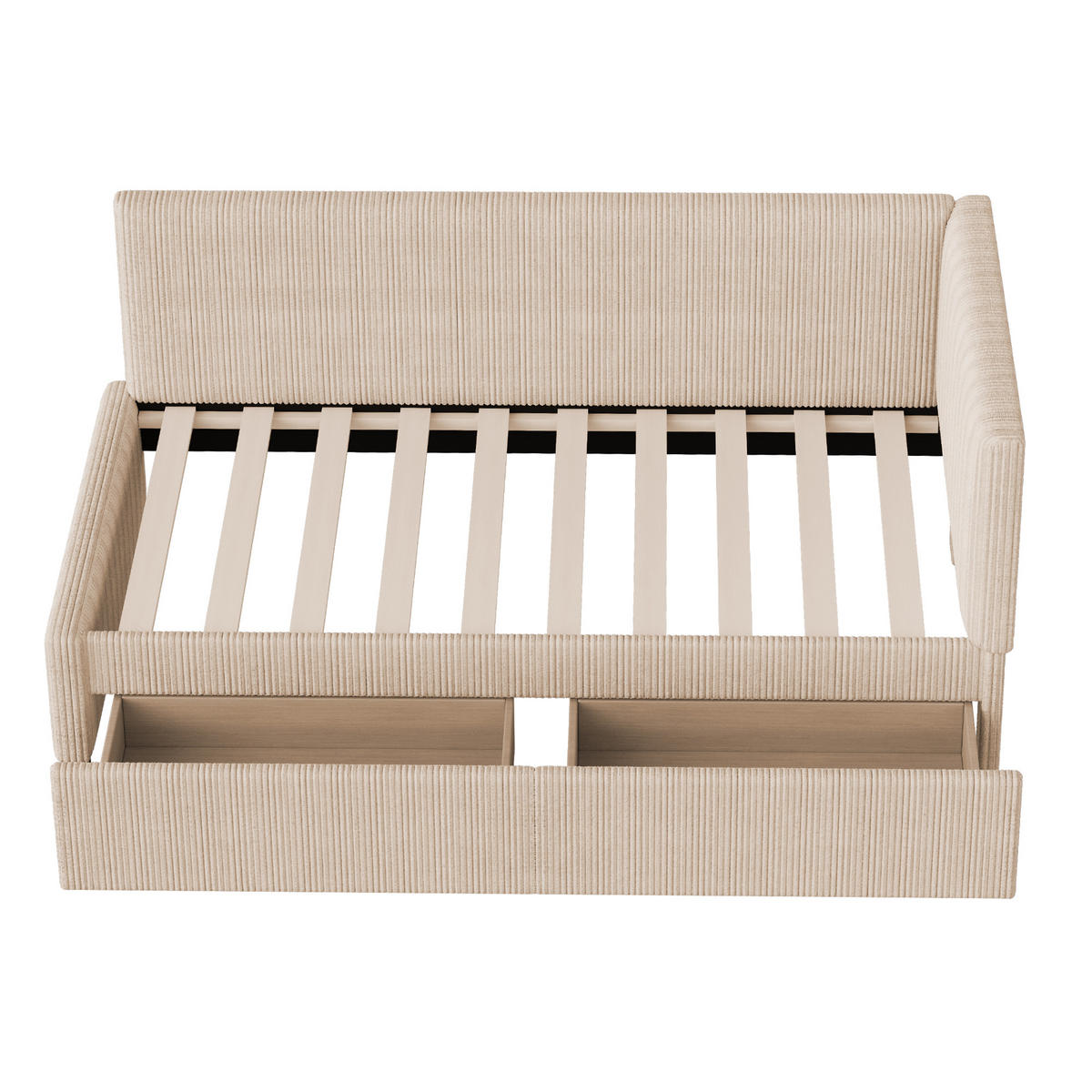 KINDERBETT 90/200 cm DE-01911, in Beige, mit Sofafunktion und 2 Schubladen - Beige, Holzwerkstoff (90/200cm) - ComfortXL