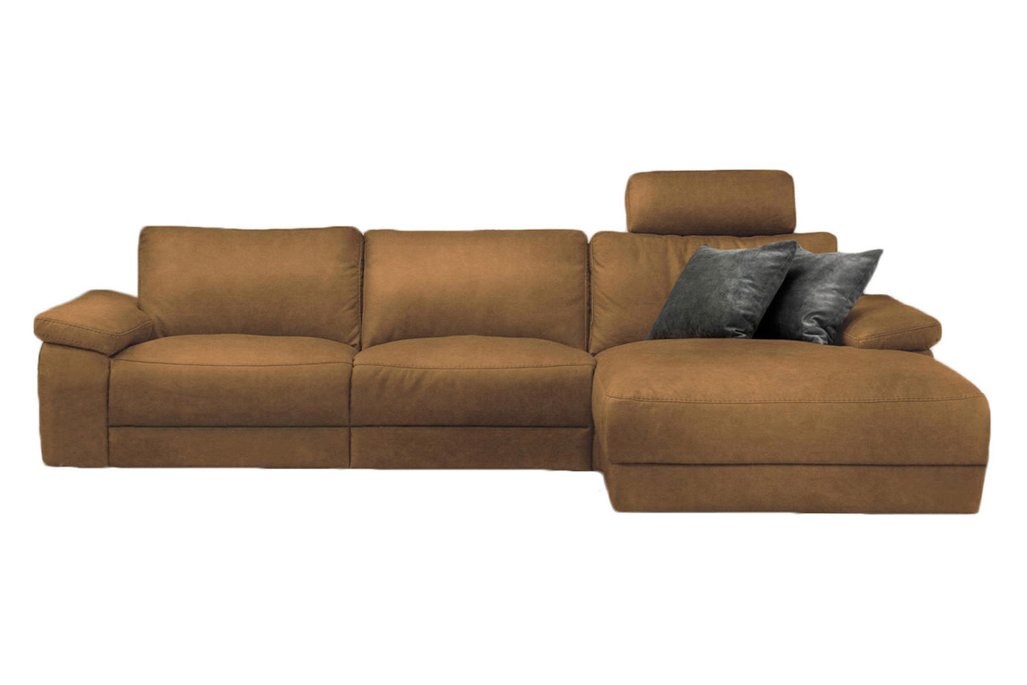 ECKSOFA XL MOTOR. RELAXFUNKTION LOLA Orange Webstoff - Schwarz/Orange, Textil (304/178cm) - KAWOLA