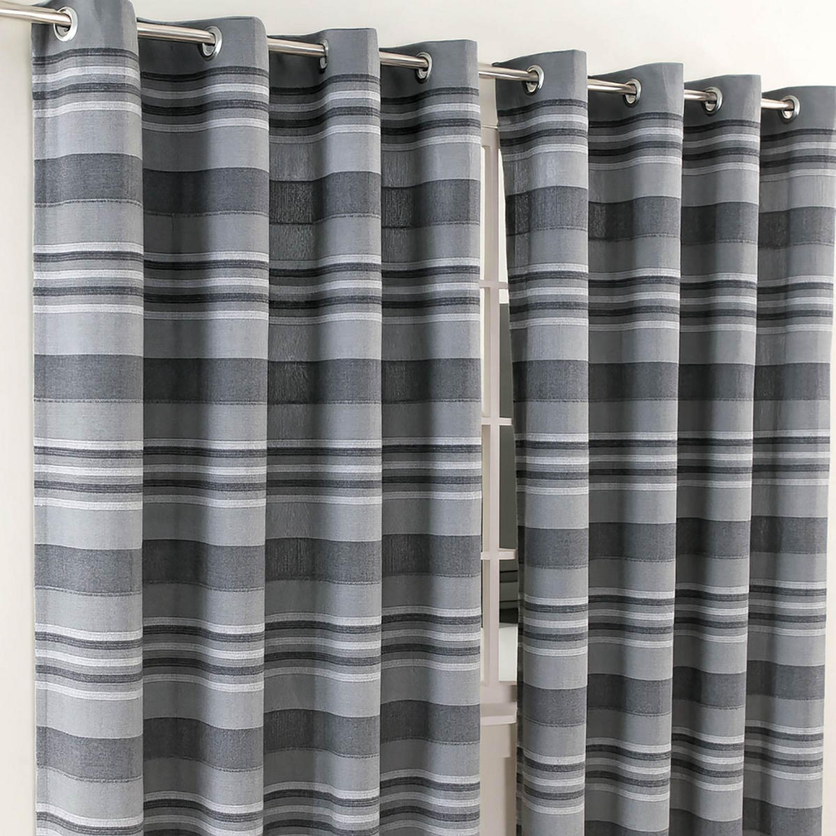 ÖSENVORHANG Morocco blickdicht 2er-Set, 167/182 cm - Grau, Textil (167/182cm) - Homescapes