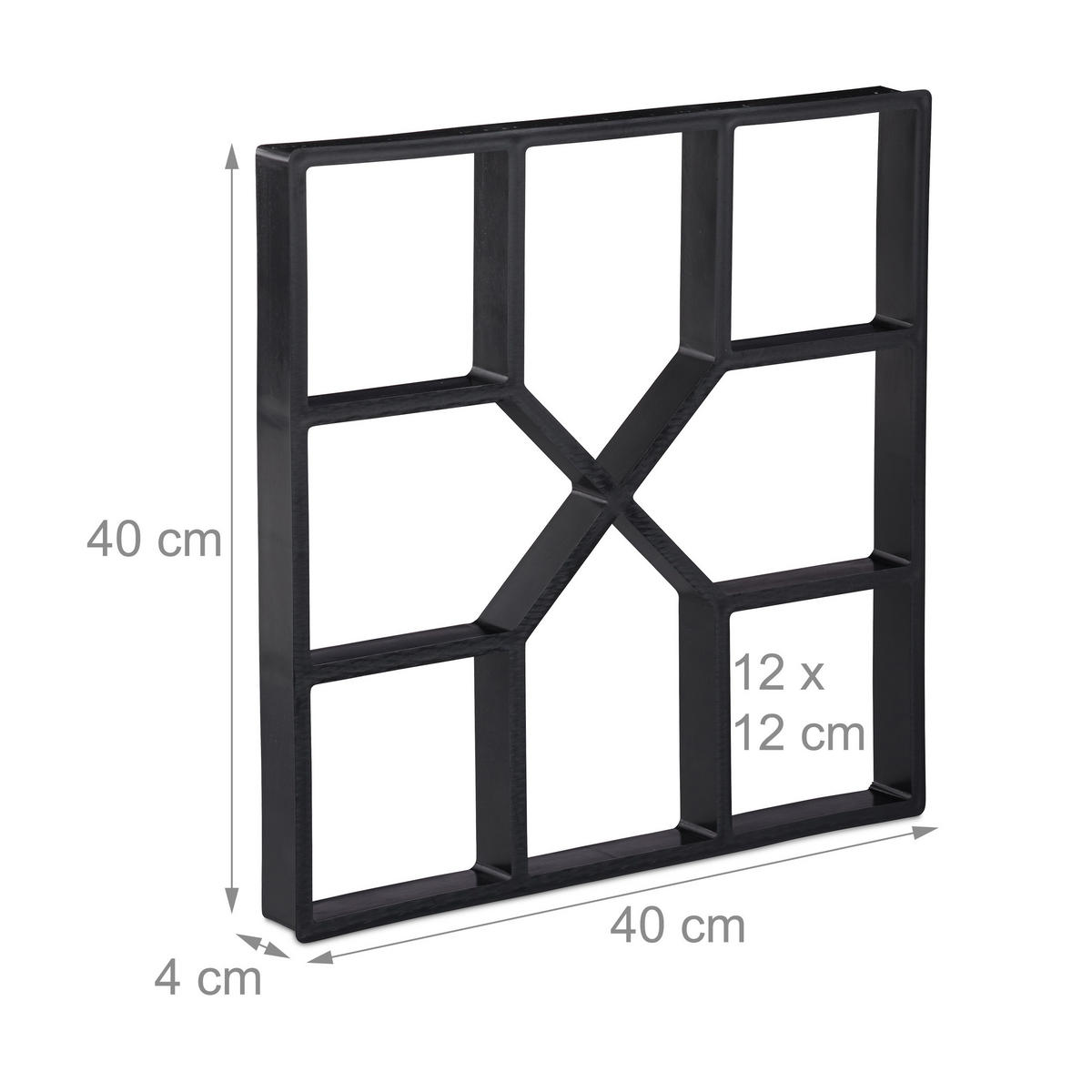 BETONFORM - Schwarz, Kunststoff (40/4/40cm) - Relaxdays