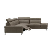 ECKSOFA Talisman Echtleder mit 1 x Relaxfunktion Greige - Greige, Leder/Metall (271/224cm)