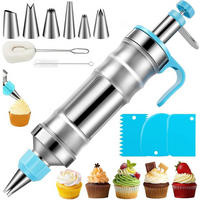 KUCHENDEKORATIONSSET Spritzpistole Edelstahl Blau - Blau, Metall (8.5/1/28.4cm)