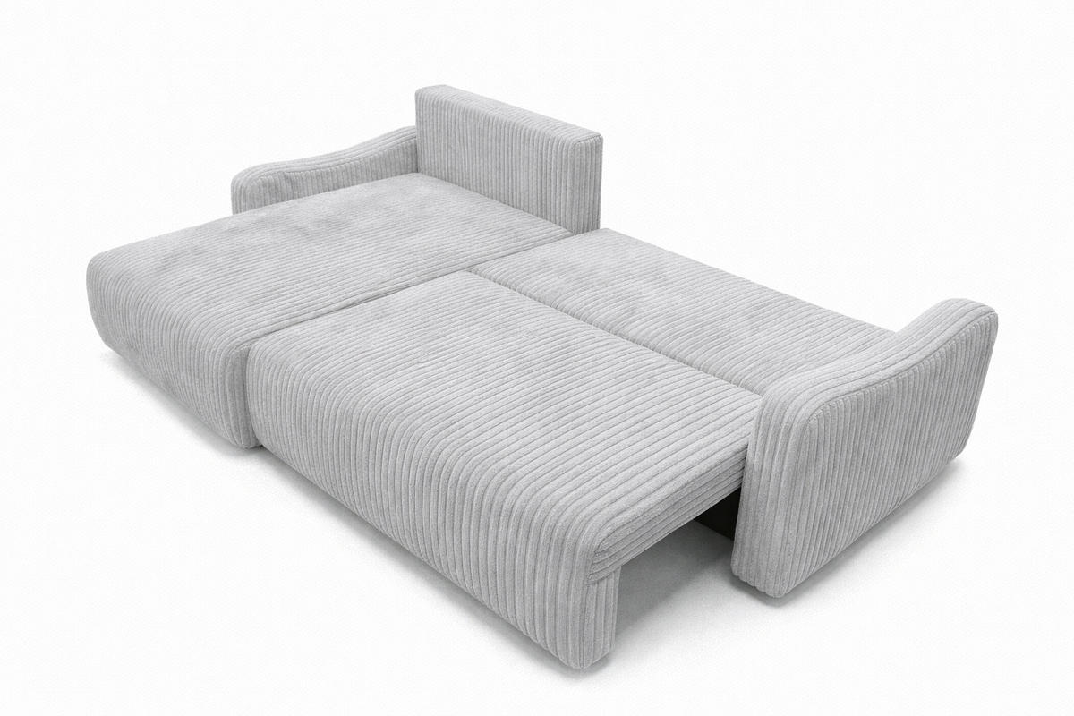 ECKSOFA Mit Schlaffunktion, Cordstoff Tilia, Grau, Links, JAPANDI - Grau, Holz (262/145cm) - Kaiser Möbel