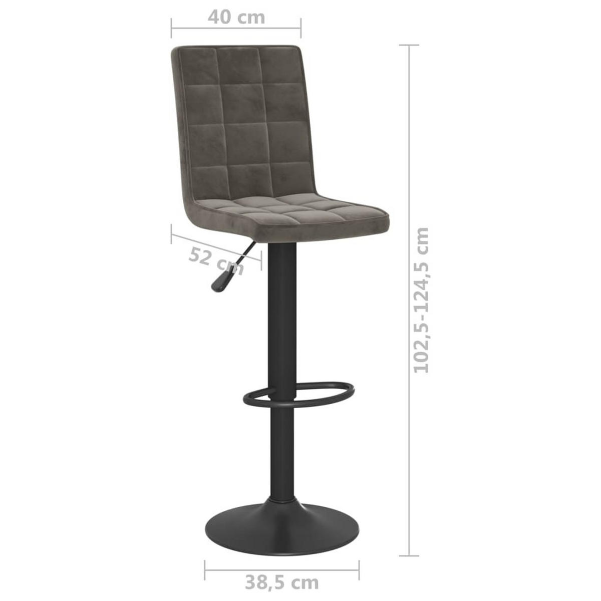 BARHOCKER 2 Stk. Dunkelgrau Samt - Dunkelgrau, Textil (52/124.5/40cm) - vidaXL
